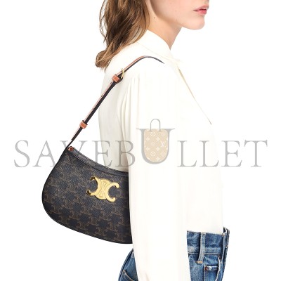 CELINE MEDIUM TILLY BAG IN TRIOMPHE CANVAS AND CALFSKIN 115702CUZ.04LU (22*13.5*4cm)